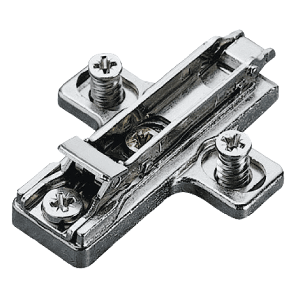 Clip-On Cam Adjustable Wing Mounting Plate, Nickel-Plated, Die-Cast Steel, Pre-Mounted Euro Screws, 12mm - Alt Image 1