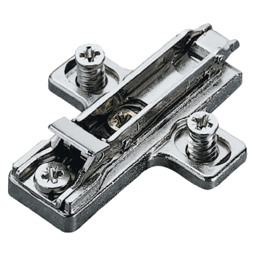 Clip-On Cam Adjustable Wing Mounting Plate, Nickel-Plated, Pre-Mounted Euro Screws, 18mm - Main Image