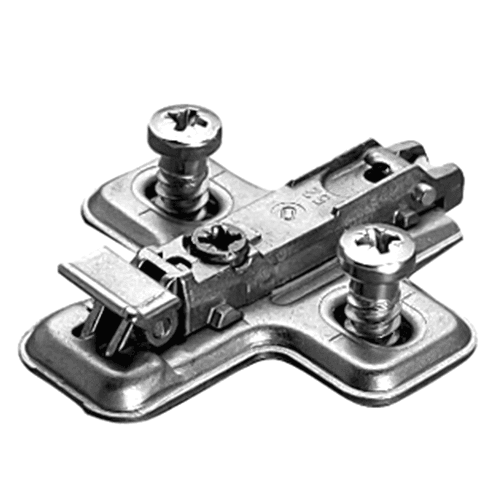 Clip-On Cam Adjustable Wing Mounting Plate, Nickel-Plated, Pre-Mounted Euro Screws, 3mm - Alt Image 1