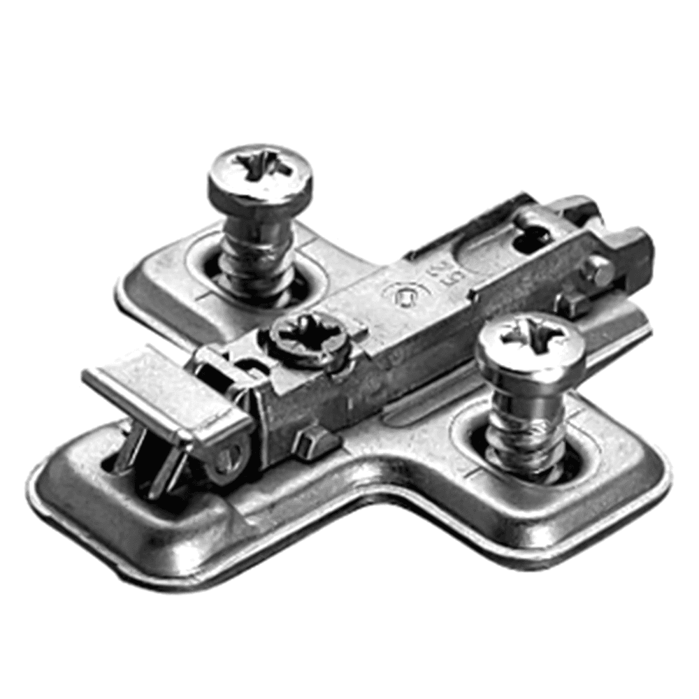 Clip-On Cam Adjustable Wing Mounting Plate, Nickel-Plated, Pre-Mounted Euro Screws, 3mm - Main Image