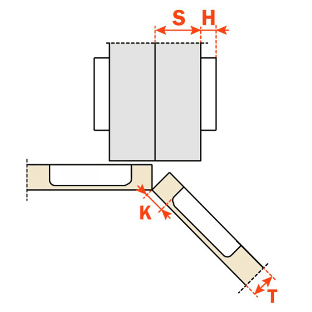 Series 100 +45&#730; Angled-Corner 105&#730; Opening Hinge, Silentia Soft-Closing, Dowelled - Alt Image 1