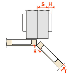 Series 100 +45&#730; Angled-Corner 105&#730; Opening Hinge, Silentia Soft-Closing, Dowelled - Alt Image 1