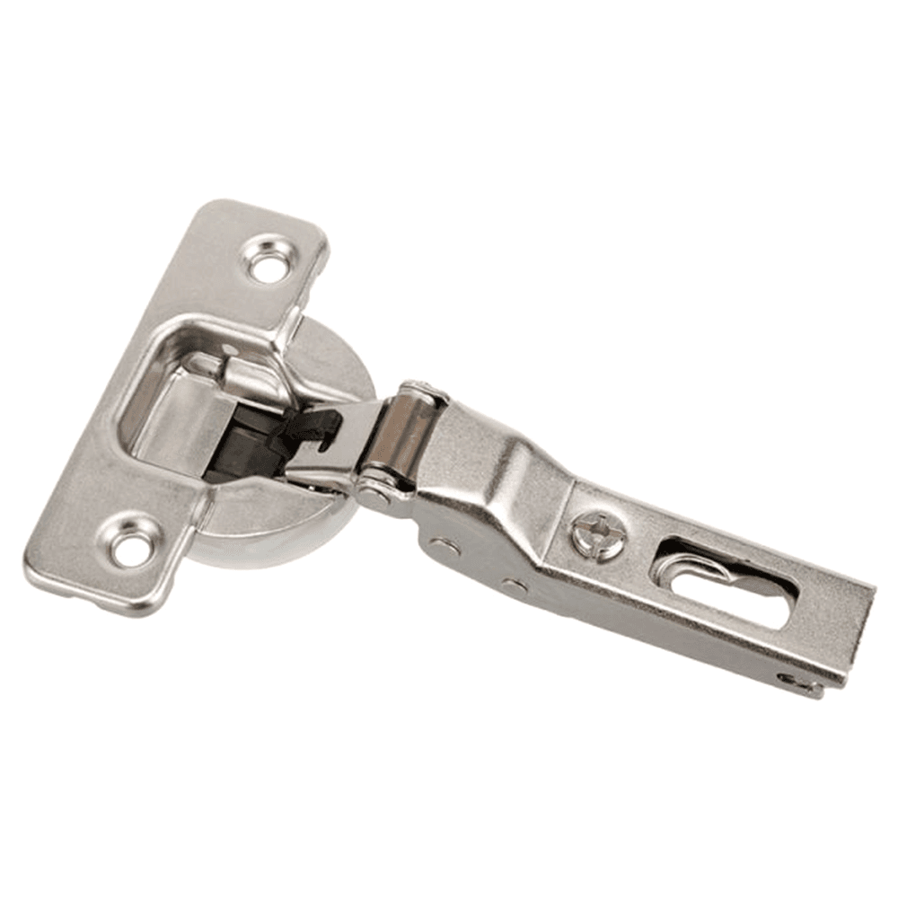 Series 100 105&#730; Opening Hinge, 45mm Bore Pattern, Silentia+ Soft-Closing, Half Overlay, Nickel-Plated, Screw-On - Main Image
