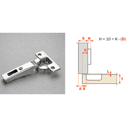 Series 200 110&#730; Opening Hinge, 45mm Bore Pattern, Self-Closing, 1/2" Overlay, Nickel-Plated, Rapido - Main Image