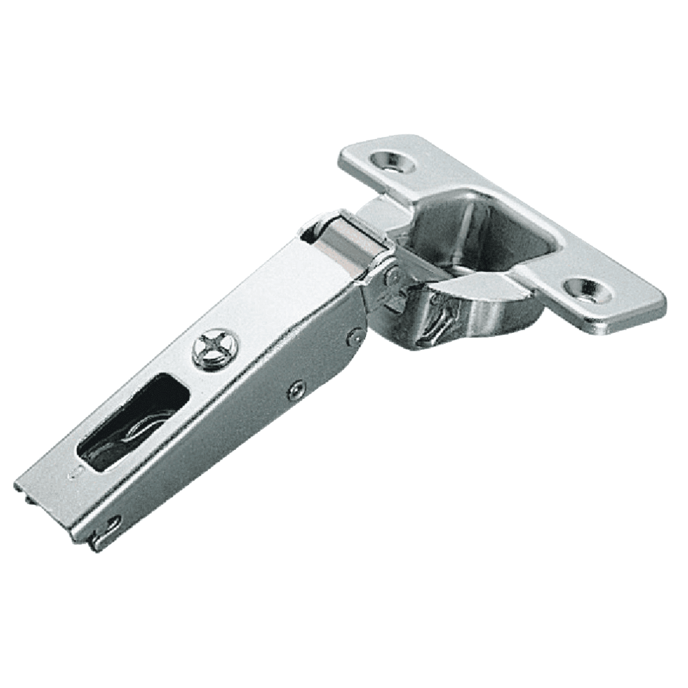 Series 200 120&#730; Opening Hinge, 45mm Bore Pattern, Self-Closing, 1/2" Overlay, Nickel-Plated, Dowelled - Alt Image 1