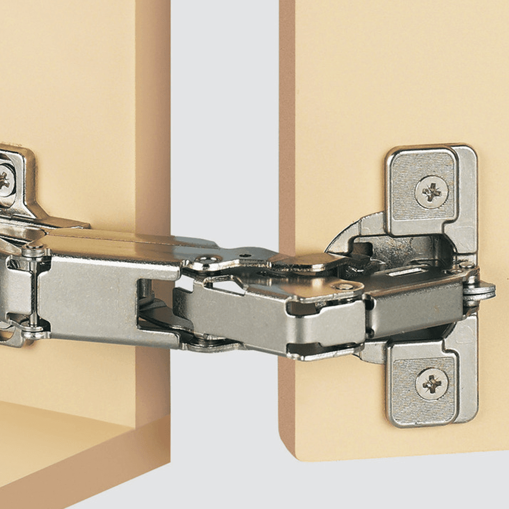 Series 200 165&#730; Opening Hinge, 45mm Bore Pattern, Self-Closing, Full Overlay, Nickel-Plated, Rapido - Alt Image 1