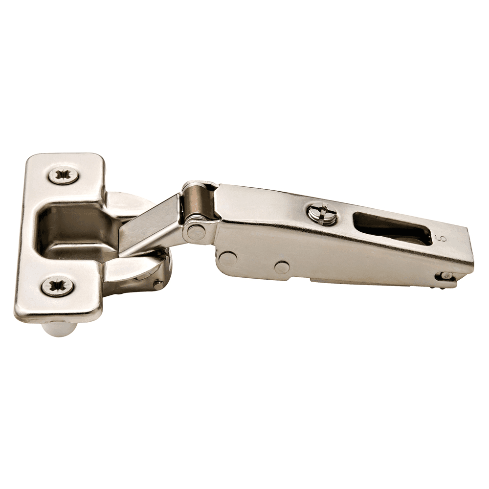 Series 200 120&#730; Opening Hinge, 45mm Bore Pattern, Self-Closing, Half Overlay, Nickel-Plated, Dowelled - Main Image