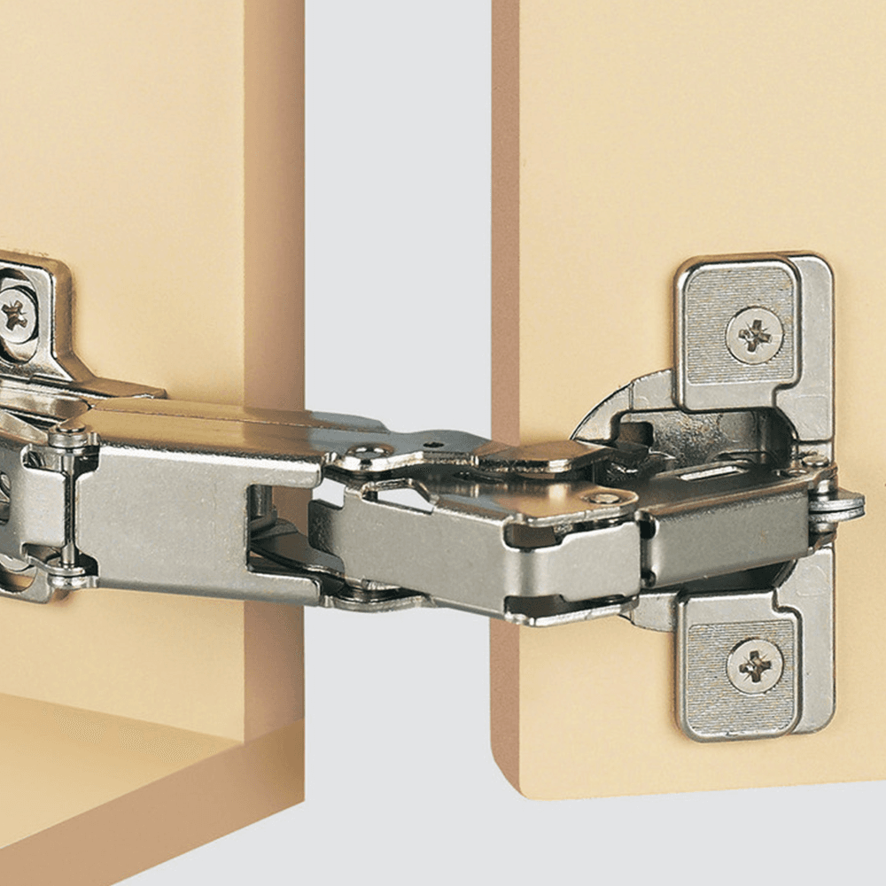 Series 200 165&#730; Opening Hinge, 45mm Bore Pattern, Self-Closing, 1/2" Overlay, Nickel-Plated, Dowelled - Alt Image 1