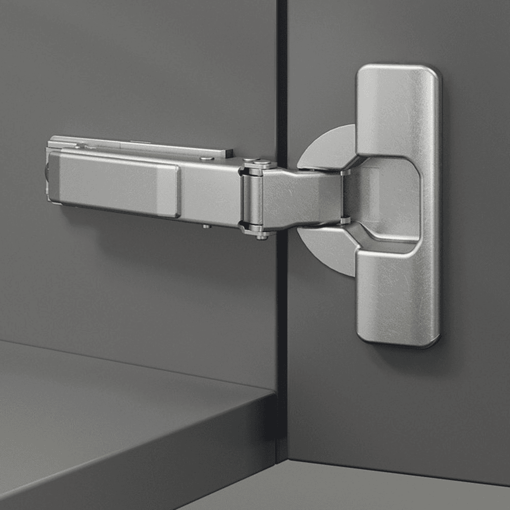 Push Series 200 110&#730; Opening Hinge, 45mm Bore Pattern, Self-Closing, Full Overlay, Nickel-Plated, Dowelled - Alt Image 1
