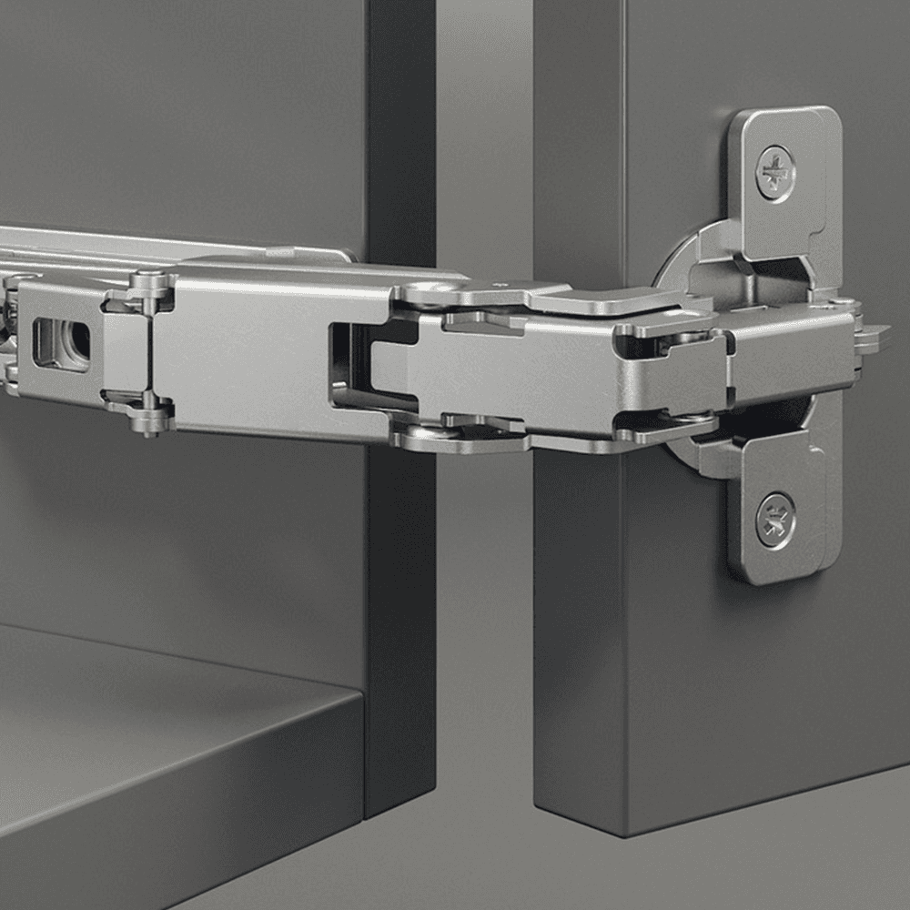 Push Series 200 165&#730; Opening Hinge, 45mm Bore Pattern, Self-Closing, Full Overlay, Nickel-Plated, Dowelled - Alt Image 1