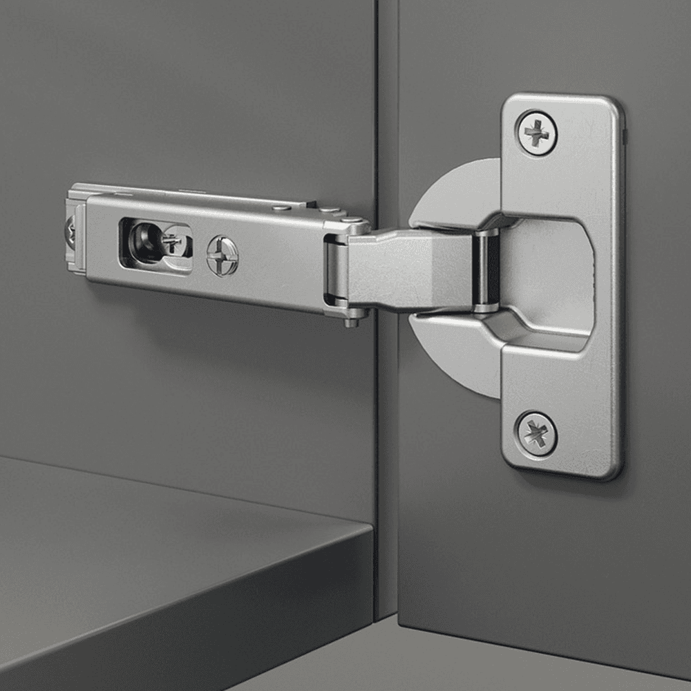 Series F 94&#730; Opening Thick Door Hinge, 52mm Bore Pattern, Self-Closing, Half Overlay, Nickel-Plated, Screw-On - Alt Image 1