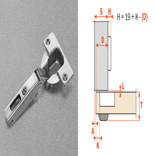 Series N 94° Opening Thick Door Hinge, 52mm Bore Pattern, Full Overlay Hinge, Soft-Closing, Screw-On, Titanium Alt 2 - Image