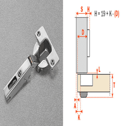 Series N 94° Opening Thick Door Hinge, 52mm Bore Pattern, Full Overlay Hinge, Soft-Closing, Screw-On, Nickel Alt 2 - Image