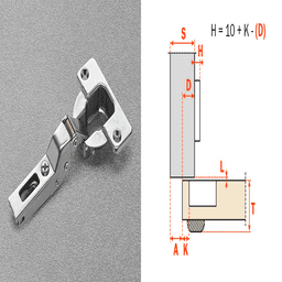 Series N 94° Opening Thick Door Hinge, 52mm Bore Pattern, Half Overlay Hinge, Self-Closing, Screw-On, Titanium Alt 2 - Image