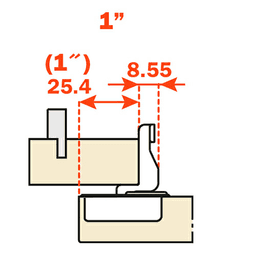 Series S 106&#730; Opening Side-Mount Face Frame Hinge, 45mm Boring Pattern, Self-Closing, 1-1/4" Overlay, Screw-On - Alt Image 1
