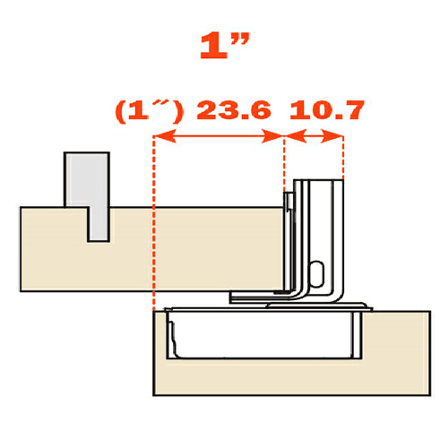 Series CU 106&#730; Opening Edge-Mount Face Frame Hinge, 45mm Boring Pattern, Soft-Closing, 5/8" Overlay, Screw-On - Alt Image 2