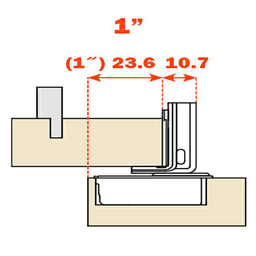 Series CU 106&#730; Opening Edge-Mount Face Frame Hinge, 45mm Boring Pattern, Soft-Closing, 5/8" Overlay, Dowelled - Alt Image 2