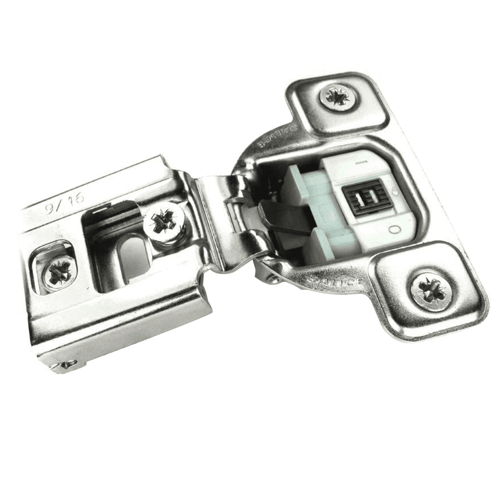 Series CU 106&#730; Opening Edge-Mount Face Frame Hinge, 45mm Boring Pattern, Soft-Closing, 9/16" Overlay, Dowelled - Main Image