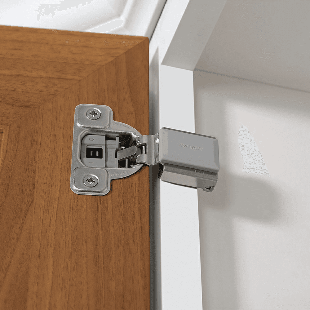 Series CU 106&#730; Opening Wrap-Around Face Frame Hinge, 45mm Boring Pattern, Soft-Closing, 1-1/4" Overlay, Dowelled - Alt Image 1