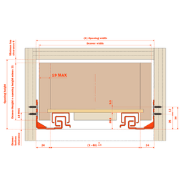 30" Progressa+ Undermount Drawer Slide for 3/4" Material and Faceframe Cabinets - Dimensions