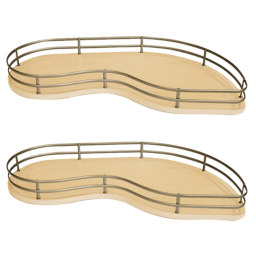 2-Tier Fly Moon Left-Hand Blind Corner Unit with Self-Closing for 13-5/8" Cabinet Opening, Champagne/Maple - Main Image