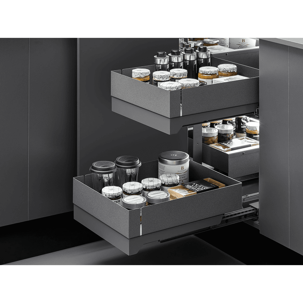 Side /Bottom-Mount Two Pull-Out Shelves, Anthracite Gray Alt 1 - Image