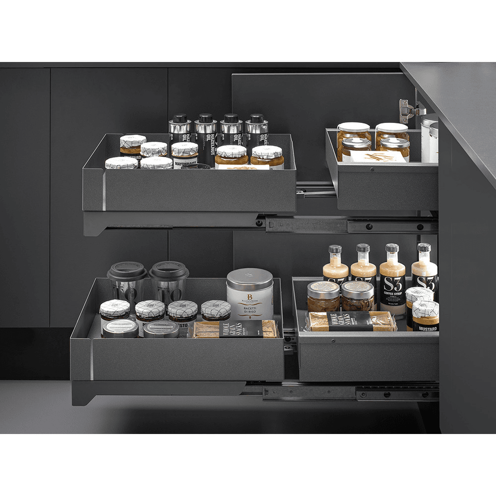 Side /Bottom-Mount Two Pull-Out Shelves, Anthracite Gray Alt 2 - Image