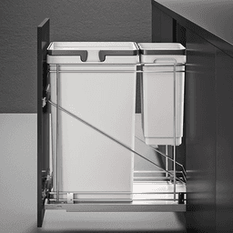 Double 50 QT/11 QT Bottom-Mount Waste Container Pullout with Adjustable Bracket, Gray - Alt Image 1