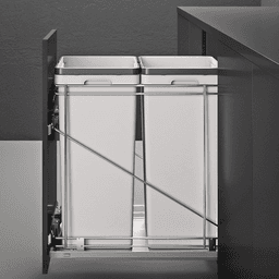 Double 50 QT Bottom-Mount Waste Container Pullout with Adjustable Bracket, Gray - Alt Image 1