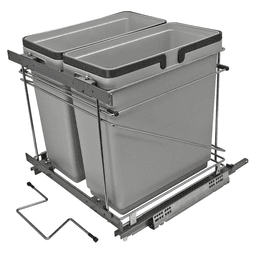 Double 35 QT Bottom-Mount Waste Container, Full-Extension Soft-Closing, Silver - Main Image