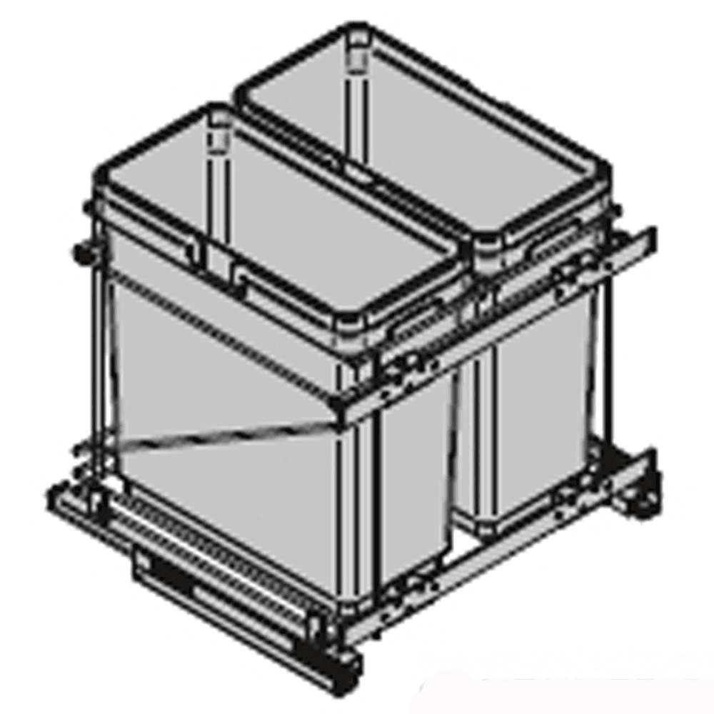 Double 35 QT Bottom-Mount Waste Container, Full-Extension Soft-Closing, Silver - Alt Image 1