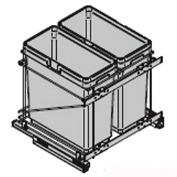 Double 35 QT Bottom-Mount Waste Container, Full-Extension Soft-Closing, Silver - Alt Image 1