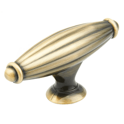 Close-up of Schaub & Co 64mm Mantistique Oval T-Knob in Ancient Bronze