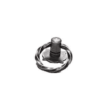 Schaub & Co 1-1/4" Ring Pull in Natural Rust finish on a wooden drawer.