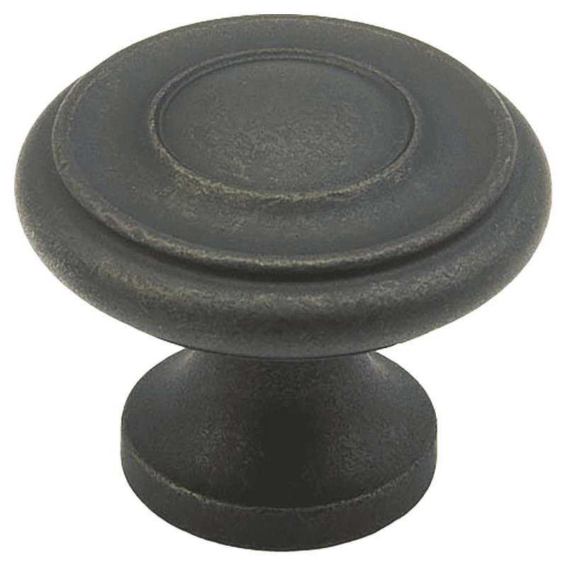 1-1/4" x 7/8" Traditional Round Cabinet Knob, Distressed Bronze Main - Image
