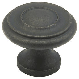 1-1/4" x 7/8" Traditional Round Cabinet Knob, Distressed Bronze Main - Image