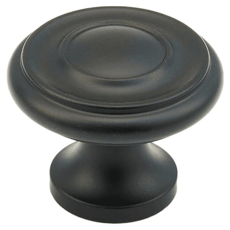 1-1/4" x 7/8" Traditional Round Cabinet Knob, Flat Black Main - Image