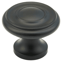 1-1/4" x 7/8" Traditional Round Cabinet Knob, Flat Black Main - Image