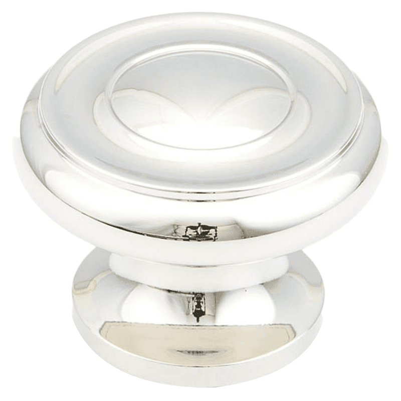 1-1/4" x 7/8" Traditional Round Cabinet Knob, Polished Nickel Main - Image
