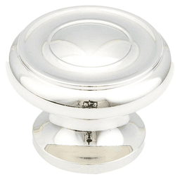 1-1/4" x 7/8" Traditional Round Cabinet Knob, Polished Nickel Main - Image
