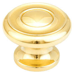 1-1/2" Traditional Round Cabinet Knob, Polished Brass Main - Image