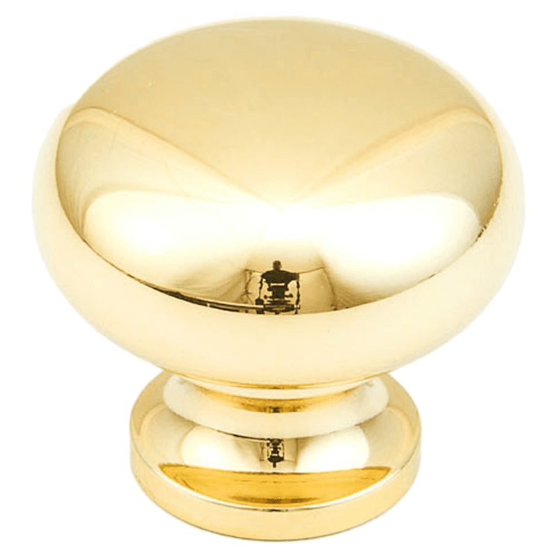 1-1/4" x 1" Traditional Round Cabinet Knob, Polished Brass Main - Image