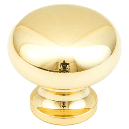 1-1/4" x 1" Traditional Round Cabinet Knob, Polished Brass Main - Image
