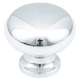 1-1/4" x 1" Traditional Round Cabinet Knob, Polished Chrome Main - Image