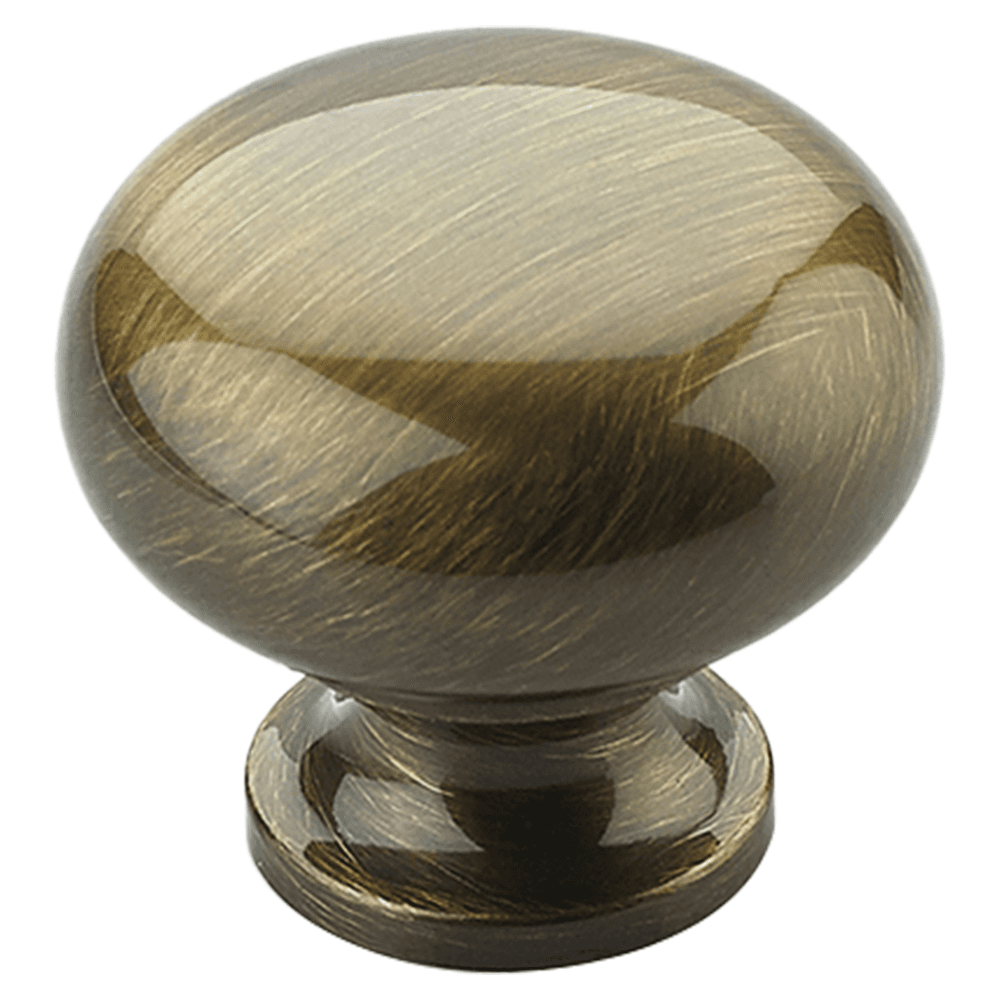 1-1/4" x 1" Traditional Round Cabinet Knob, Antique Brass Main - Image