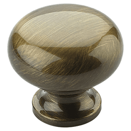 1-1/4" x 1" Traditional Round Cabinet Knob, Antique Brass Main - Image