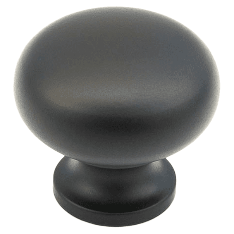 1-1/4" x 1" Traditional Round Cabinet Knob, Flat Black Main - Image