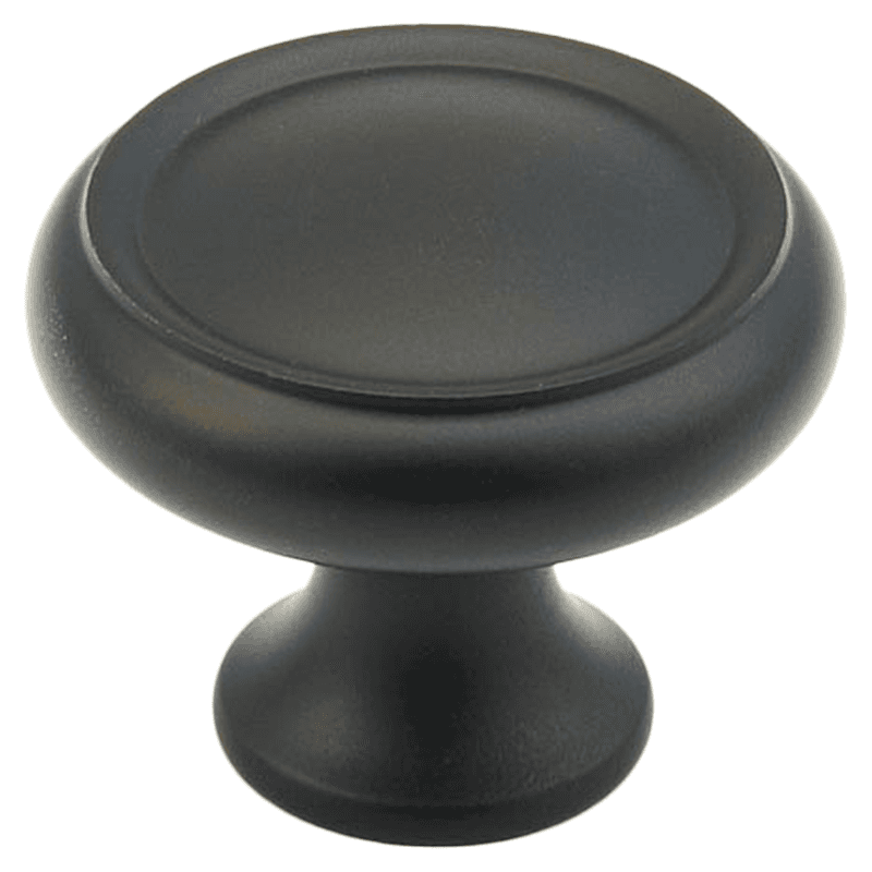 1-1/4" Traditional Round Cabinet Knob, Flat Black Main - Image