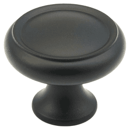1-1/4" Traditional Round Cabinet Knob, Flat Black Main - Image