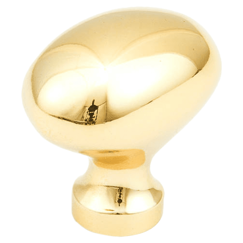 1-3/8" Traditional Oval Cabinet Knob, Polished Brass Main - Image